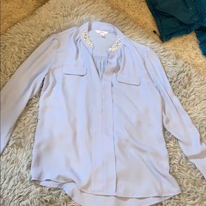 Candies blouse periwinkle with pearls and jewels